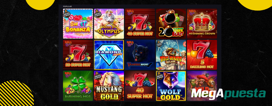 Juegos de tragamonedas en MegApuesta casino Colombia